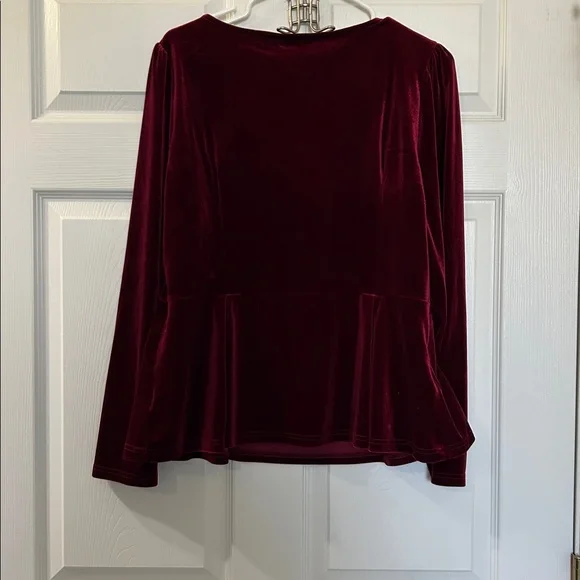 Allegra K Deep Red Long Sleeve Top - Picture 5 of 7